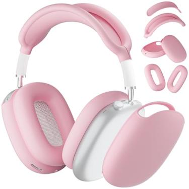 Imagem de ATUAT Capa para fones de ouvido AirPods Max, capa protetora de silicone, acessórios de pele anti-arranhões para mulheres e homens para Apple AirPods Max 2024/2020 (USB-C/Lightning), rosa