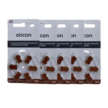 Imagem de 30 Bateria Aparelho Auditivo Pilha 312 Pr41 Oticon - 5 Cart