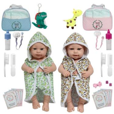 Imagem de Bebê Reborn Gêmeos Realistas Saída de Banho Enxoval Completo - Cegonha