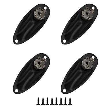 Imagem de 4 peças Yootones 1/10.2 cm mono entrada de guitarra tomada placa soquete saída estilo barco carregado com parafusos compatíveis com peças de guitarra elétrica Fender Stratocaster Strat ST (preto)