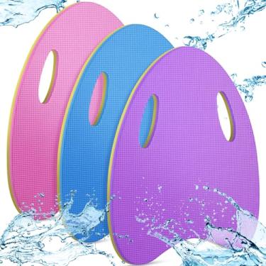 Imagem de RoundFunny Prancha de natação de 3 peças para crianças com furo de corrimão, pranchas de chute bicolores para crianças, equipamento auxiliar para exercícios, praia, verão