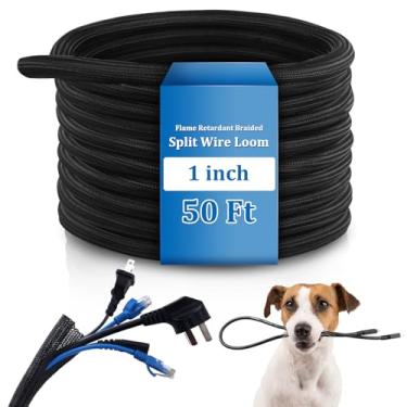 Imagem de Pangda 1/5.1 cm/2.5 cm 50 pés retardador de chamas fio dividido tubo dividido alta temperatura conduíte auto fio conduíte para fios elétricos industriais automotivo marítimo (50 pés, 2,5 cm)