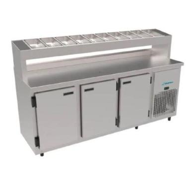 Imagem de Balcao Servico Inox Escovado / Direito Condimentadora ( Inox Interno )