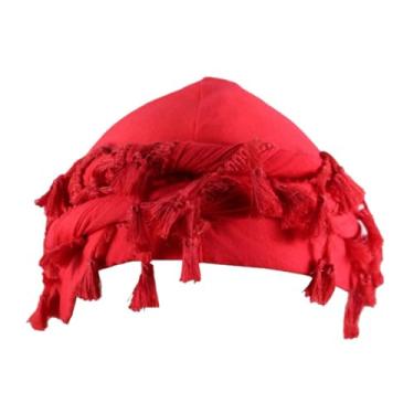 Imagem de Turbante masculino Halo Head Wraps Durag com tiras torcidas elástico forrado de cetim turbante para gravata de cachecol preto (vermelho)