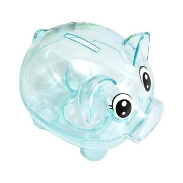 Imagem de ＫＬＫＣＭＳ Cofrinho animal banco de dinheiro armazenamento pode, presente do festival porco poupança pote mesa ornamento escultura de porco, caixa de dinheiro, Azul