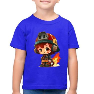 Imagem de Camiseta Algodão Infantil Bombeiro Mirim - Foca na Moda, Azul royal, 6