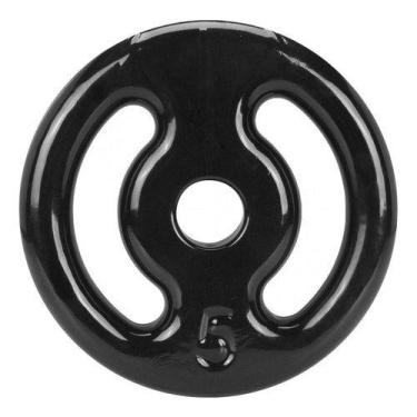 Imagem de Anilha De Ferro Fundido Emborrachada Vazada 5kg Preto - Arterix Fitnes