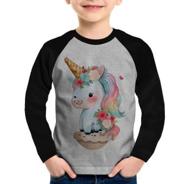 Imagem de Camiseta Raglan Infantil Unicórnio Bebê Manga Longa - Foca na Moda, Ci