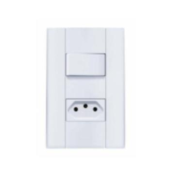 Imagem de Romazi 1 Interruptor Mdl 10a + Tomada 10a 4x2 Branca Linha Marés 2515