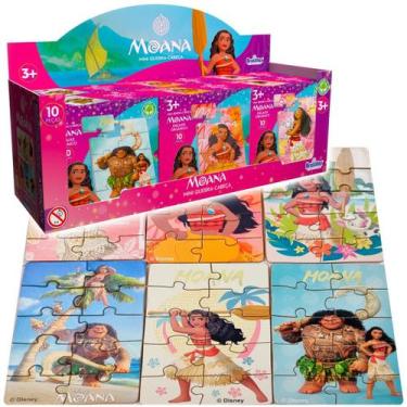 Imagem de Kit 6 Mini Quebra Cabeça Moana Princesa Disney Maui Madeira - Pais e f