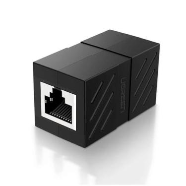 Imagem de Adaptador Rj45 p/Cabo de Internet 1000Mbps Preto Acoplador de Emenda Ethernet Fêmea para Fêmea Plug and Play MPOWER