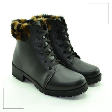 Imagem de Bota Salto Médio Cano Baixo FootFlex Confortável, Preto onça, 38