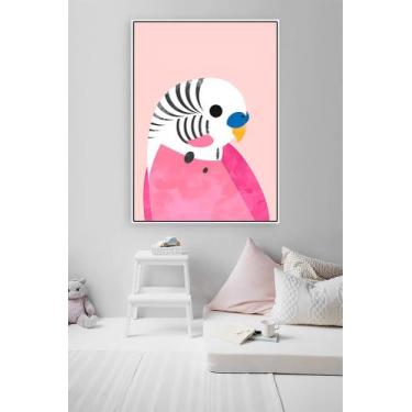 Imagem de Quadro Calopsita Rosa - Animais - Moldura Caixa + Foam + Vidro em Vári