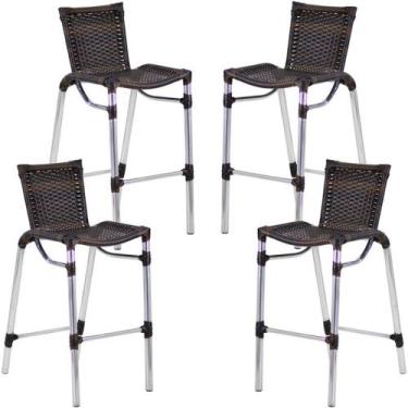 Imagem de 4 Banqueta Alumínio Fortaleza Alta Para Balcão, Cozinha, Área - Trama,