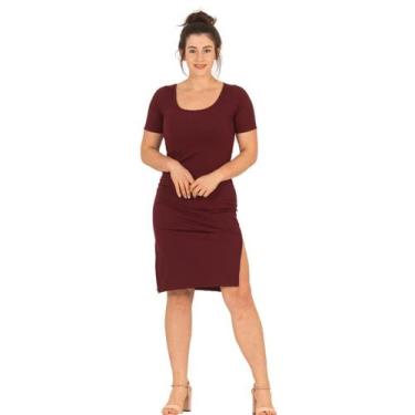 Imagem de Vestido Midi Feminino Canelado com Fenda P-M-G-GG Lavin Basic 31-A, Bo