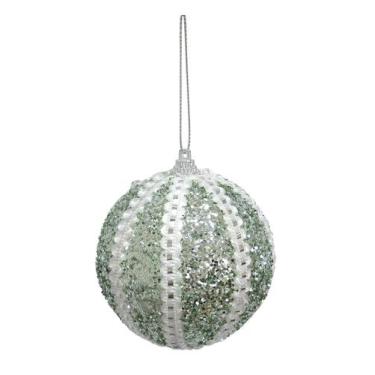 Imagem de Cj 2 Bolas Decorada de Natal Verde 10cm - B. I. E.