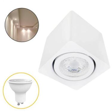 Imagem de Kit Spot Quadrado Box Sobrepor Direcionável Premium GU10 Dicróica e Lâ