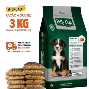 Imagem de Kit 3 KG Ração Para Cachorro Billy Dog Filhote Refeição Diária Granel