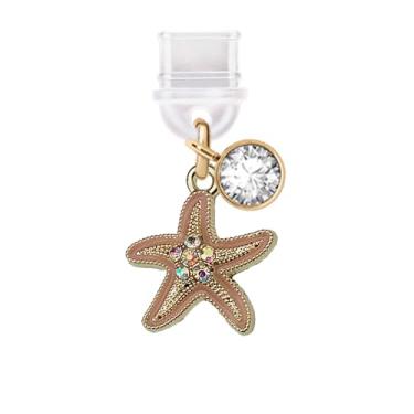 Imagem de ELISE & FONDA TP479 Tipo-C porta de carregamento antipoeira pequena estrela do mar pingente de telefone celular para iPhone 15/16/Samsung/OnePlus/Xiaomi/oppo telefones Android (rosa), approx. 1.9 cm