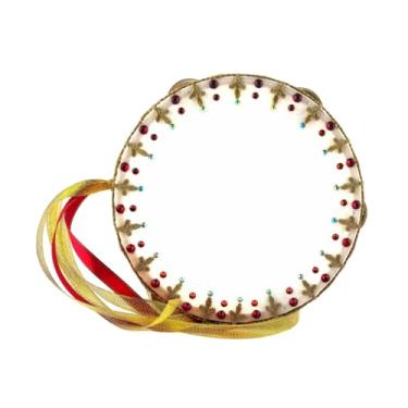 Imagem de Esquirla Pandeiro de balé artesanal pandeiro musical educacional artesanal dança prop para jogos festas musicais, 8 Inch