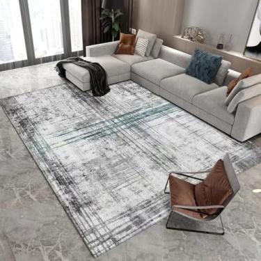 Imagem de Tapete cinza claro verde estilo moderno decoração de sala de estar tapete grande sofá cabeceira área tapetes quarto sala, flanela 9.200 x 300 cm 78,7 x 118 pol.
