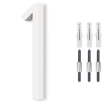 Imagem de Número de casa flutuante branco de 12,7 cm, números de casa modernos de metal, número de decoração de caixa de correio com kit de unhas, sinalização de visibilidade 911 (1)