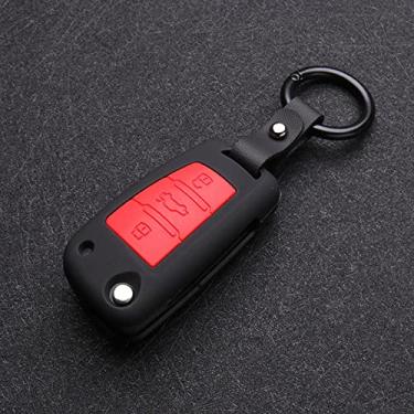 Imagem de CSHU Fibra de carbono ABS Car Key Case Cover Chaveiro Ring Key Bag, apto para Audi A3 8L 8P A4 B6 B7 B8 C6 4F RS3 Q3 Q7 TT 8L 8L S3 C5 C6, A, Preto