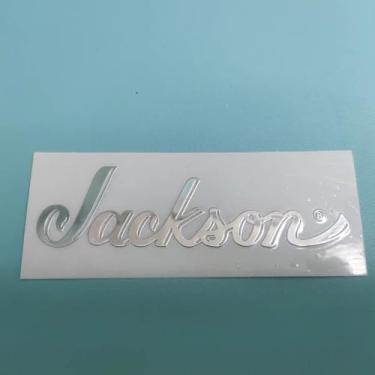 Imagem de Adequado para logotipo Jackson Guitar Head - etiquetas de metal, adesivos de logotipo de guitarra elétrica DIY, adesivos UV, filme removível (prata)