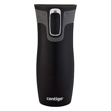Imagem de Contigo Caneca de viagem West Loop Autoseal, garrafa térmica a vácuo de aço inoxidável, copo à prova de vazamento, caneca de café com tampa fácil de limpar sem BPA, 470 ml, preta