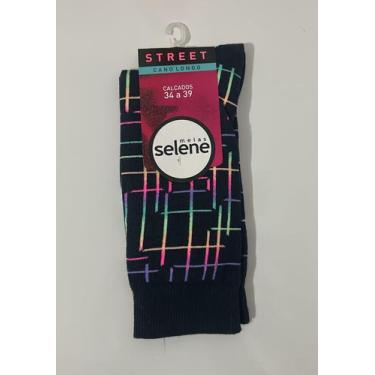 Imagem de Meia Street com Estampa Divertida Cano Longo Selene 4955, Marinho, 34/