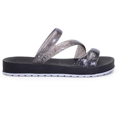 Imagem de Sandália Confortável Feminina Birken Papete Com Tiras Em Glitter (Preto, BR, Adulto, Numérico, 35)
