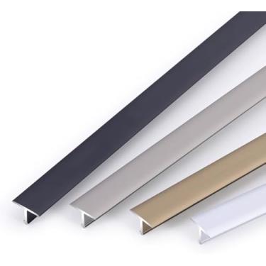 Imagem de Tira divisória plana para moldagem em T cortável, barra de tira de transição de alumínio para preencher a lacuna do piso, carpete/telha/laminado/guarnição da borda da porta, champanhe, W 14