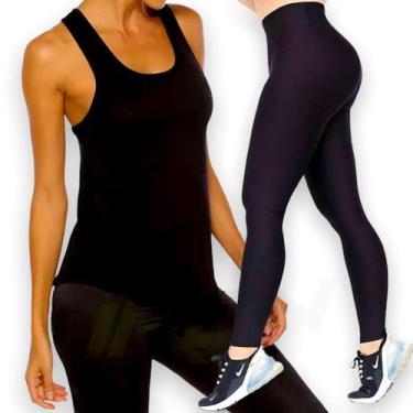 Imagem de Kit Calça Legging Cós alto + Regata Fitness Academia 175 - IRON, Neutr