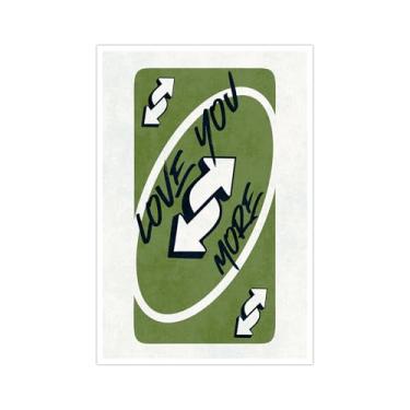 Imagem de Arte de parede retrô moderna verde Love You More Carta de baralho feminina para quarto dos namorados estética decoração de parede moderna arte de parede 20 x 30 cm sem moldura