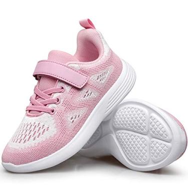 Imagem de YHOON Sapatilhas desportivas para meninos e meninas, para corrida, caminhada, para meninos pequenos e grandes, ROSA, 1 Little Kid