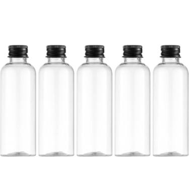Imagem de 50 frascos de amostra vazios de plástico transparente com tampa de rosca de alumínio, p...