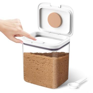 Imagem de Moryimi Recipiente hermético de açúcar mascavo, recipiente de armazenamento de açúcar mascavo de 2 litros com colher