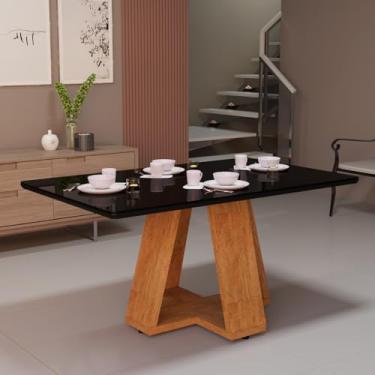 Imagem de Mesa de Jantar Retangular 120cm Com Tampo de Vidro Para 4 lugares Sala de Estar Cozinha e Expositor de Roupas em Lojas (PRETO)