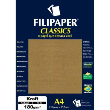 Imagem de Papel KRAFT Folha KRAFT Natural A4 180G Caixa com 50 - Filiperson