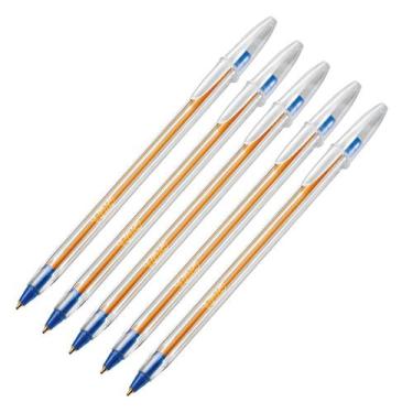 Imagem de Kit 5 canetas bic cristal azul ponta fina original