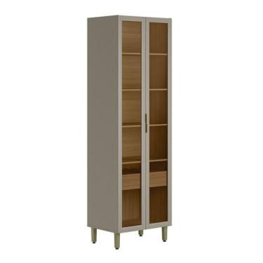 Imagem de Cristaleira Allure 2 Portas 1 Gaveta com Vidro e Led 100% Mdf Jequitib