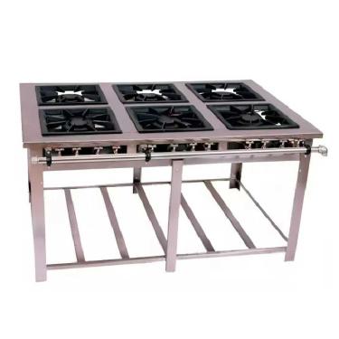 Imagem de Fogão a Gás Industrial Maxi 6 Queimadores 3 duplos e 3 simples Inox MI6 - Venâncio