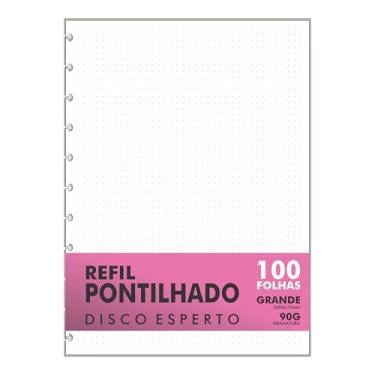 Imagem de Refil Genérico Pontilhado Compatível Caderno de Discos/Inteligente 100 Folhas Grande 11 Furos 90g
