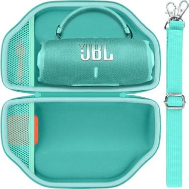 Imagem de Baval Capa rígida portátil compatível com alto-falante Bluetooth JBL Charge 6/Charge 5 portátil à prova d'água (capa azul-petróleo)