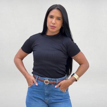 Imagem de Blusa Feminina Tshirt Camiseta Minimalista Manga Básica Chic - GR STOR