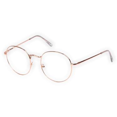 Imagem de Armação Oculos De Grau Hexagonal Feminino Masculino Rosegold