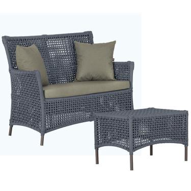 Imagem de 1 Sofá E Mesa Igapó Alumínio Marrom Corda Náutica E8 Trama Prata