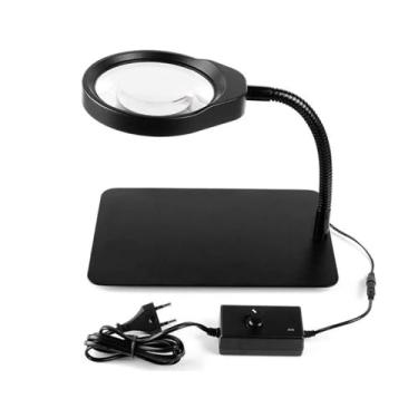 Imagem de MIIKHI Lupa de mesa de trabalho, com luz LED 10 x plugue USB, lupa estudante aprendendo ciências