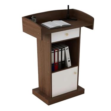 Imagem de WUHUQN Lectern Podium Stand, Simple Lecterns Laptop Desk Podium Stand with Open Storage Teacher Podiums Espaçosa Gaveta Leve Púlpito em pé,