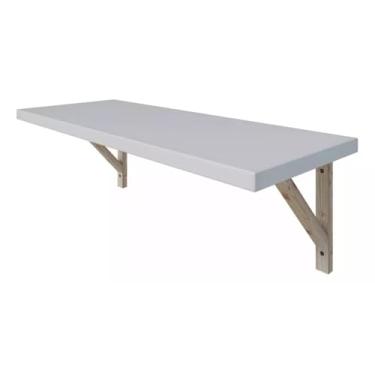 Imagem de Prateleira Suspensa de Parede com Suporte de Madeira, MDP Branco, para Sala, Escritório e Quarto (Branco)